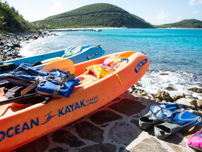 Kayaks by the beach