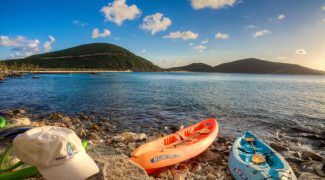 Canoes by the beach